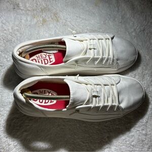 Hey Dude Cody Canvas Shoes Mens Sz 9 White/White Slip On Sneakers 41291-143